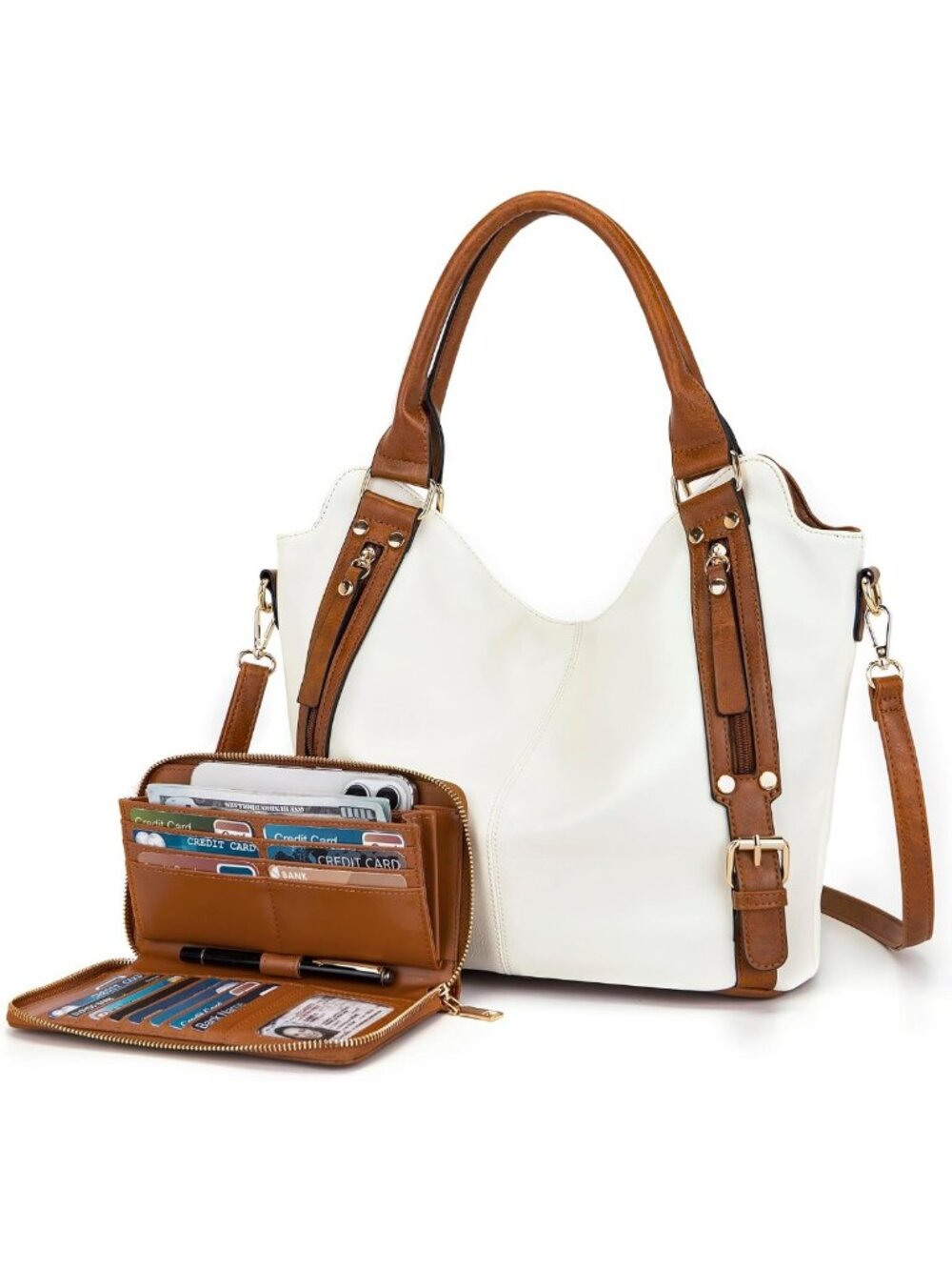 Stylish Large Crossbody Bag & Hobo Purse Set with Wallet - 2PCS for Women